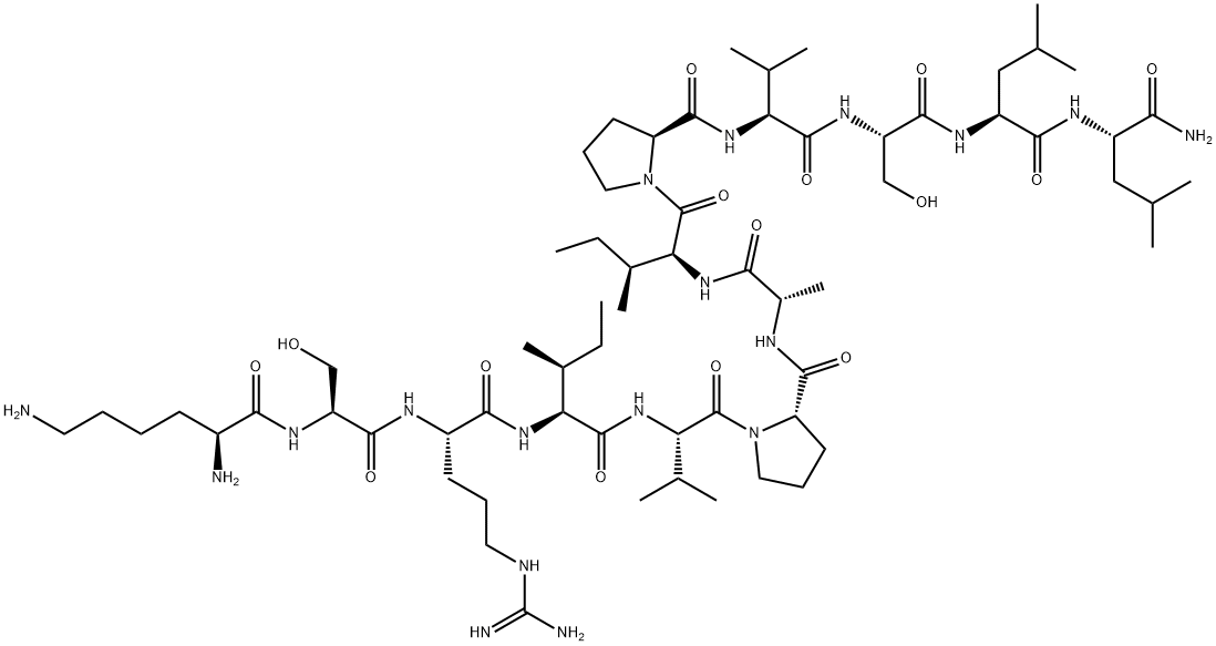 [H]-Lys-Ser-Arg-Ile-Val-Pro-Ala-Ile-Pro-Val-Ser-Leu-Leu-[NH2],  Innate  defense  regulator  peptide-1,  KSRIVPAIPVSLL-NH2 Struktur