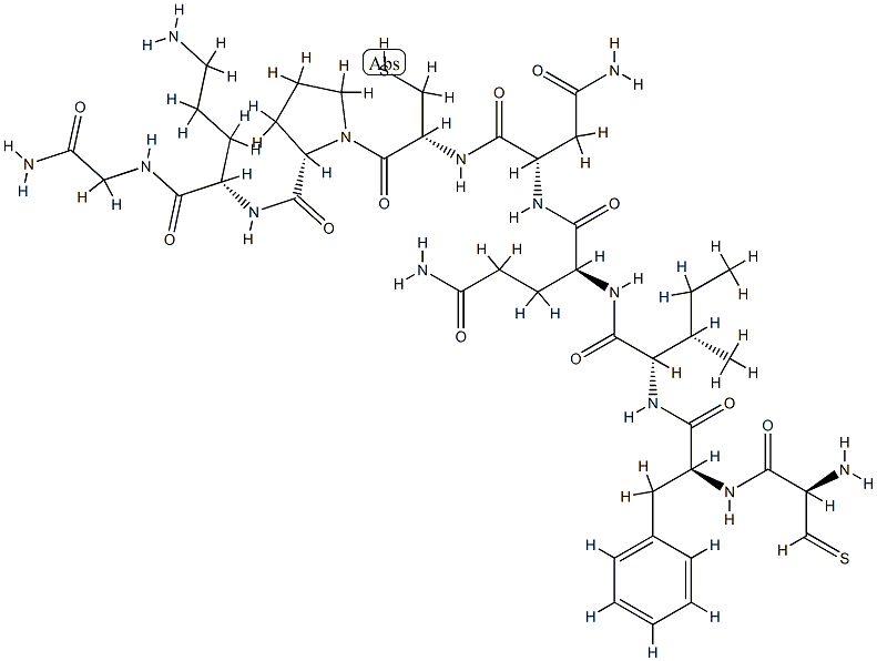 (2S)-N-[(1S)-1-[[(2R)-1-[(2S)-2-[[(1S)-4-amino-1-(carbamoylmethylcarba moyl)butyl]carbamoyl]pyrrolidin-1-yl]-1-oxo-3-sulfanyl-propan-2-yl]car bamoyl]-2-carbamoyl-ethyl]-2-[[(2S,3S)-2-[[(2S)-2-[[(2R)-2-amino-3-sul fanylidene-propanoyl]amino]-3-phenyl-propanoyl]amino]-3-methyl-pentano yl]amino]pentanediamide Struktur