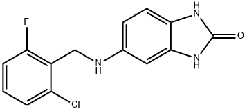 5-{[(2-chloro-6-fluorophenyl)methyl]amino}-2,3-dihydro-1H-1,3-benzodiazol-2-one Struktur