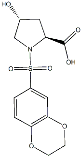 (2S,4R)-1-(2,3-dihydro-1,4-benzodioxin-6-ylsulfonyl)-4-hydroxypyrrolidine-2-carboxylic acid Struktur