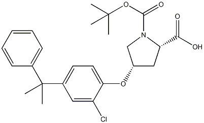 (2S,4S)-1-(tert-Butoxycarbonyl)-4-[2-chloro-4-(1-methyl-1-phenylethyl)phenoxy]-2-pyrrolidinecarboxyl Struktur