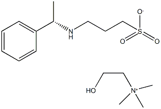 2-Hydroxy-N,N,N-trimethylethanaminium (S)-3-(1-phenylethylamino)propane-1-sulfonate Struktur