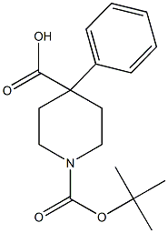 1-(tert-butoxycarbonyl)-4-phenylpiperidine-4-carboxylic acid Struktur