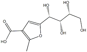 2-methyl-5-[(1R,2S,3R)-1,2,3,4-tetrahydroxybutyl]-3-furoic acid Struktur