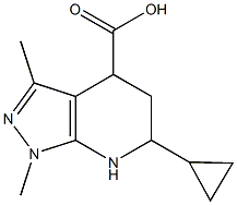 6-CYCLOPROPYL-1,3-DIMETHYL-4,5,6,7-TETRAHYDRO-1H-PYRAZOLO[3,4-B]PYRIDINE-4-CARBOXYLIC ACID Struktur