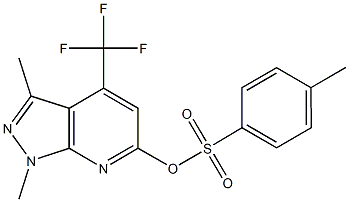 1,3-dimethyl-4-(trifluoromethyl)-1H-pyrazolo[3,4-b]pyridin-6-yl 4-methylbenzenesulfonate Struktur