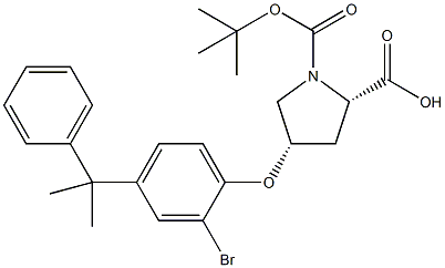 (2S,4S)-4-[2-Bromo-4-(1-methyl-1-phenylethyl)phenoxy]-1-(tert-butoxycarbonyl)-2-pyrrolidinecarboxyli Struktur