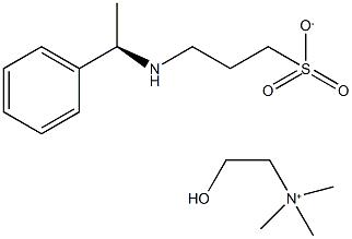 2-Hydroxy-N,N,N-trimethylethanaminium (R)-3-(1-phenylethylamino)propane-1-sulfonate Struktur