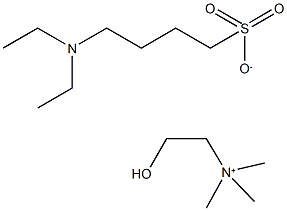 2-Hydroxy-N,N,N-trimethylethanaminium 4-(diethylamino)butane-1-sulfonate Struktur