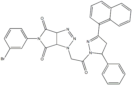 5-(3-bromophenyl)-1-{2-[3-(1-naphthyl)-5-phenyl-4,5-dihydro-1H-pyrazol-1-yl]-2-oxoethyl}-3a,6a-dihydropyrrolo[3,4-d][1,2,3]triazole-4,6(1H,5H)-dione Struktur