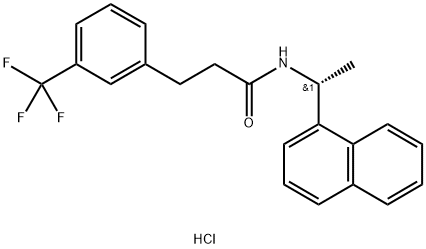 (R)-N-(1-(naphthalen-1-yl)ethyl)-3-(3-(trifluoromethyl)phenyl)propanamide Struktur