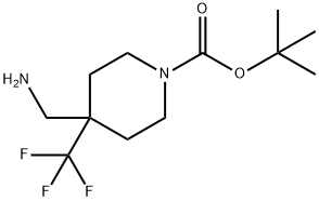 4-Aminomethyl-4-trifluoromethyl-piperidine-1-carboxylic acid tert-butyl ester Struktur