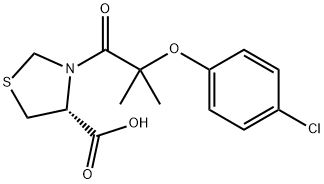 (4R)-3-[2-(4-chlorophenoxy)-2-methylpropanoyl]-1,3-thiazolidine-4-carboxylic acid Struktur