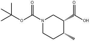 (3R,4R)-1-(tert-butoxycarbonyl)-4-methylpiperidine-3-carboxylic acid Struktur