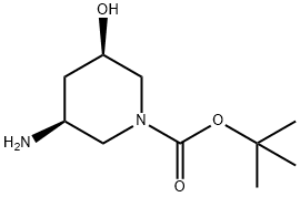 (3S,5R)-3-Amino-5-hydroxy-piperidine-1-carboxylic acid tert-butyl ester Struktur