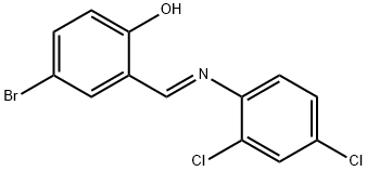 4-bromo-2-{[(2,4-dichlorophenyl)imino]methyl}phenol Struktur