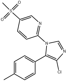 Pyridine, 2-[4-chloro-5-(4-methylphenyl)-1H-imidazol-1-yl]-5-(methylsulfonyl)- Struktur