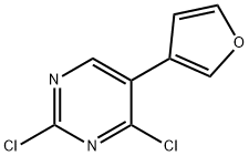 2,4-Dichloro-5-(3-furyl)pyrimidine, 1622840-05-4, 結構式