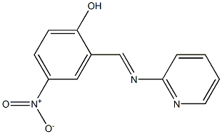 4-nitro-2-[(1E)-[(pyridin-2-yl)imino]methyl]phenol Struktur