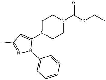 Ethyl 4-(3-methyl-1-phenyl-1H-pyrazol-5-yl)piperazine-1-carboxylate Struktur