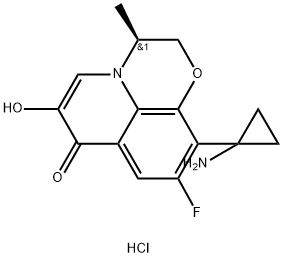 (S)-10-(1-aminocyclopropyl)-9-fluoro-6-hydroxy-3-methyl-2H-[1,4] oxazino[2,3,4-ij]quinolin-7(3H)-one hydrochloride Struktur