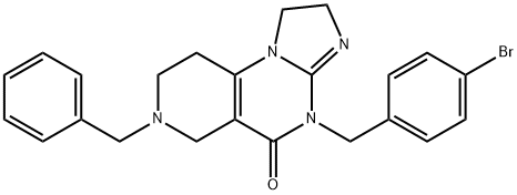 7-benzyl-4-(4-bromobenzyl)-2,4,6,7,8,9-hexahydroimidazo[1,2-a]pyrido[3,4-e]pyrimidin-5(1H)-one Struktur