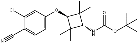 tert-butyl ((1R,3R)-3-(3-chloro-4-cyanophenoxy)-2,2,4-trimethylcyclobutyl)carbamate Struktur