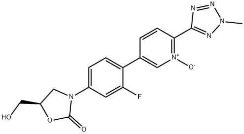 (R)-5-(2-fluoro-4-(5-(hydroxymethyl)-2-oxooxazolidin-3-yl) phenyl)-2-(2-methyl-2H-tetrazol-5-yl)pyridine 1-oxide Struktur