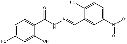 2,4-dihydroxy-N'-{2-hydroxy-5-nitrobenzylidene}benzohydrazide Struktur