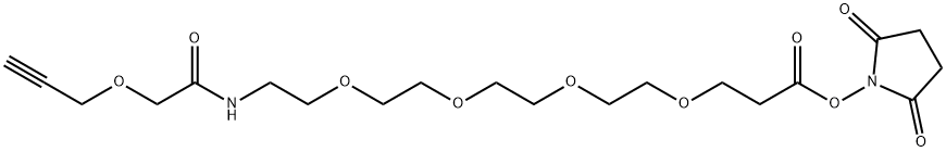 2,5-Dioxopyrrolidin-1-yl 17-oxo-4,7,10,13,19-pentaoxa-16-azadocos-21-yn-1-oate Struktur