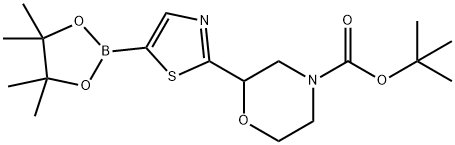 tert-butyl 2-(5-(4,4,5,5-tetramethyl-1,3,2-dioxaborolan-2-yl)thiazol-2-yl)morpholine-4-carboxylate Struktur