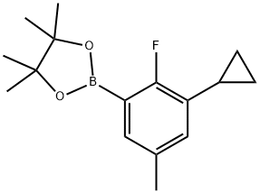 2-Fluoro-5-methyl-3-cyclopropylphenylboronic acid pinacol ester Struktur