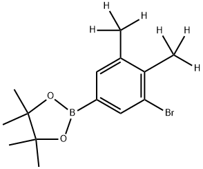 2-(3-bromo-4,5-bis(methyl-d3)phenyl)-4,4,5,5-tetramethyl-1,3,2-dioxaborolane Struktur