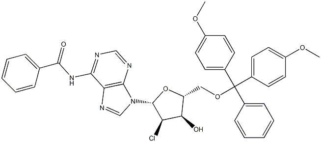 N6-Benzoyl-2'-chloro-5'-O-(4,4'-dimethoxytrityl)-2'-deoxyadenosine Struktur