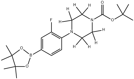 tert-butyl 4-(2-fluoro-4-(4,4,5,5-tetramethyl-1,3,2-dioxaborolan-2-yl)phenyl)piperazine-1-carboxylate-2,2,3,3,5,5,6,6-d8 Struktur