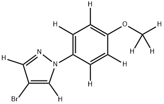 4-bromo-1-(4-(methoxy-d3)phenyl-2,3,5,6-d4)-1H-pyrazole-3,5-d2 Struktur