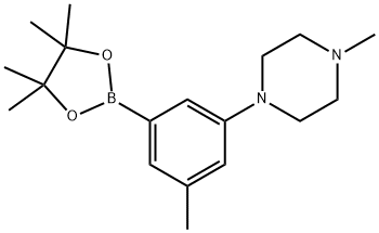 1-methyl-4-(3-methyl-5-(4,4,5,5-tetramethyl-1,3,2-dioxaborolan-2-yl)phenyl)piperazine Struktur