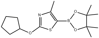 2-(cyclopentyloxy)-4-methyl-5-(4,4,5,5-tetramethyl-1,3,2-dioxaborolan-2-yl)thiazole Struktur