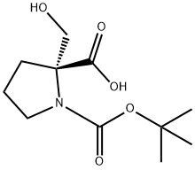 (R)-1-(tert-butoxycarbonyl)-2-(hydroxymethyl)pyrrolidine-2-carboxylic acid Struktur