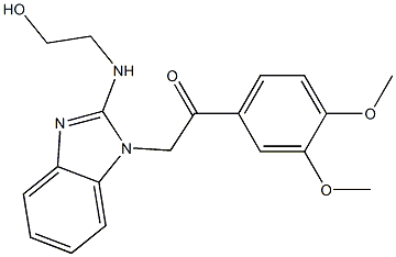 1-(3,4-dimethoxyphenyl)-2-{2-[(2-hydroxyethyl)amino]-1H-benzimidazol-1-yl}ethanone Struktur