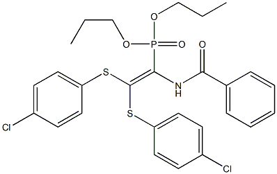 dipropyl 1-(benzoylamino)-2,2-bis[(4-chlorophenyl)sulfanyl]vinylphosphonate Struktur