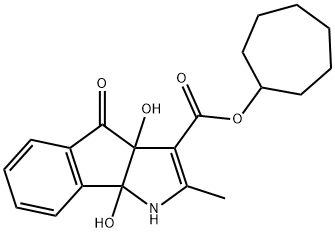 cycloheptyl 3a,8b-dihydroxy-2-methyl-4-oxo-1,3a,4,8b-tetrahydroindeno[1,2-b]pyrrole-3-carboxylate Struktur