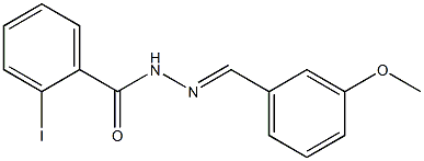 2-iodo-N'-[(1E)-(3-methoxyphenyl)methylidene]benzohydrazide Struktur