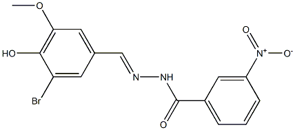 N'-[(1E)-(3-bromo-4-hydroxy-5-methoxyphenyl)methylidene]-3-nitrobenzohydrazide Struktur