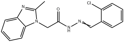 N'-[(1E)-(2-chlorophenyl)methylidene]-2-(2-methyl-1H-1,3-benzodiazol-1-yl)acetohydrazide Struktur