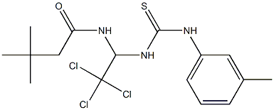 3,3-dimethyl-N-(2,2,2-trichloro-1-{[(3-methylphenyl)carbamothioyl]amino}ethyl)butanamide Struktur