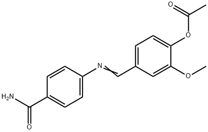 4-({[4-(aminocarbonyl)phenyl]imino}methyl)-2-methoxyphenyl acetate Struktur