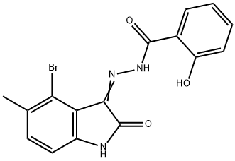 N'-(4-bromo-5-methyl-2-oxo-1,2-dihydro-3H-indol-3-ylidene)-2-hydroxybenzohydrazide Struktur