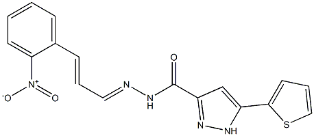 N'-[(1Z,2E)-3-(2-nitrophenyl)prop-2-en-1-ylidene]-5-(thiophen-2-yl)-1H-pyrazole-3-carbohydrazide Struktur