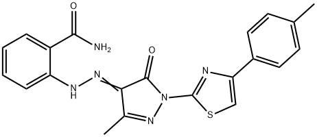 2-(2-{3-methyl-1-[4-(4-methylphenyl)-1,3-thiazol-2-yl]-5-oxo-1,5-dihydro-4H-pyrazol-4-ylidene}hydrazino)benzamide Struktur